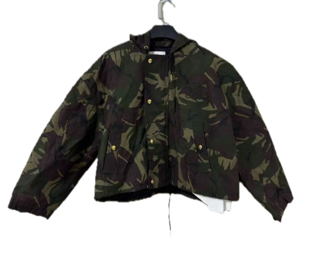 Celine Logo Patch Camo Parka