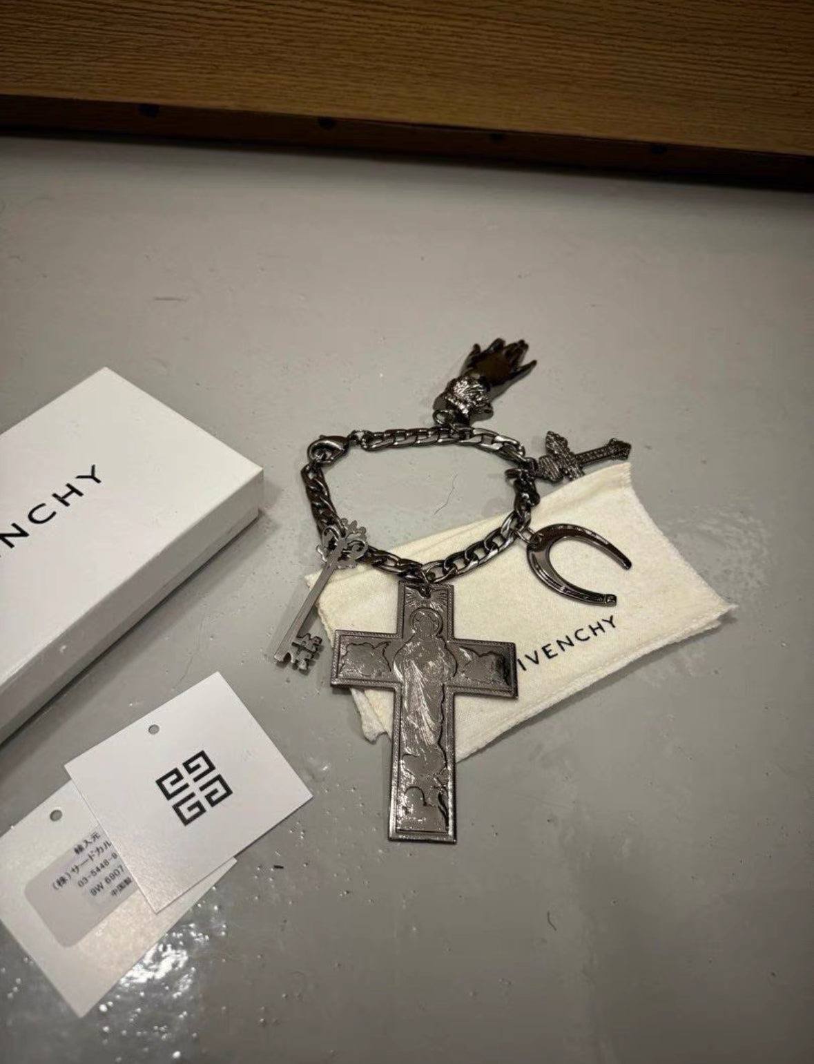 Givenchy Gothic Religious Bracelet & Keychain Set