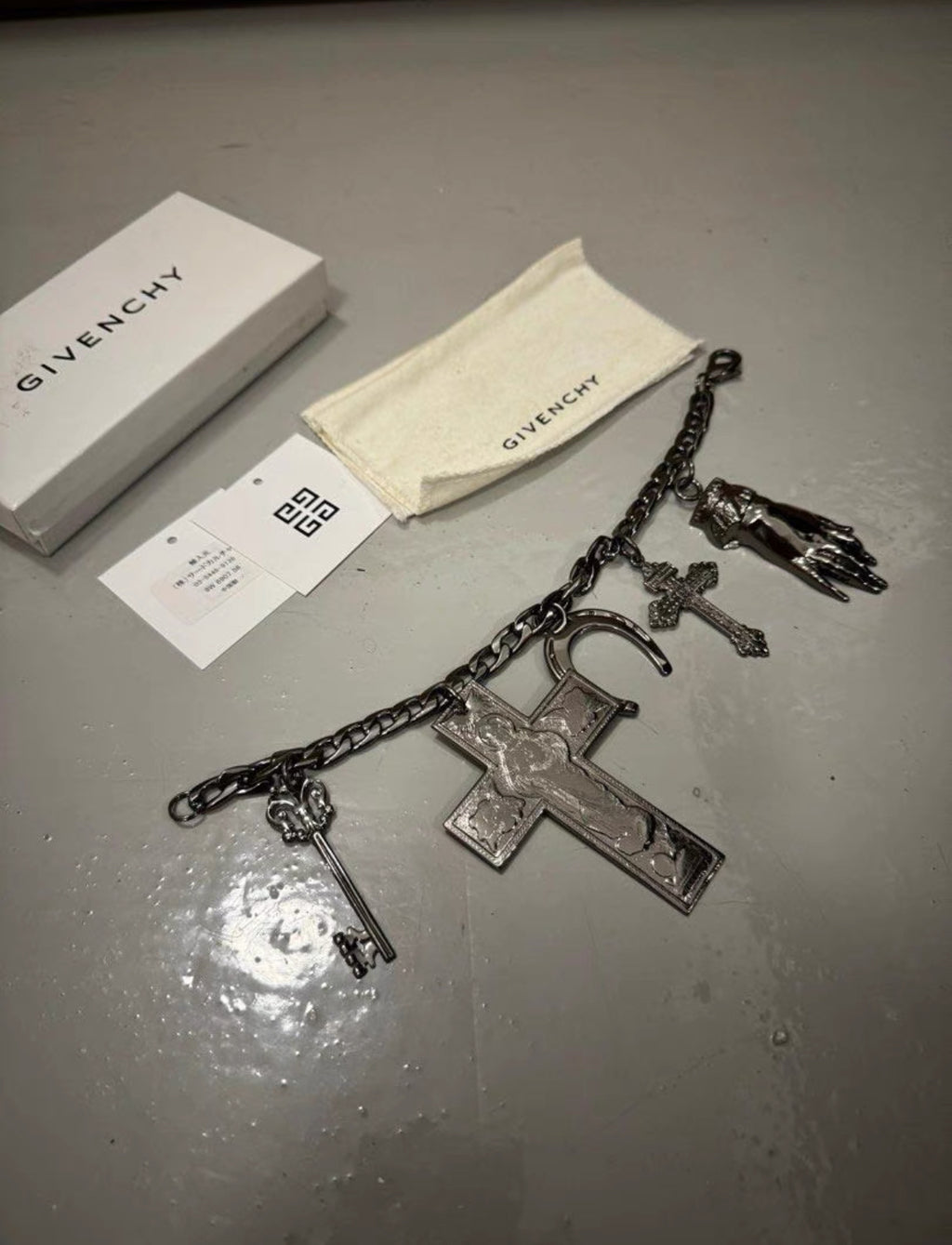 Givenchy Gothic Religious Bracelet & Keychain Set