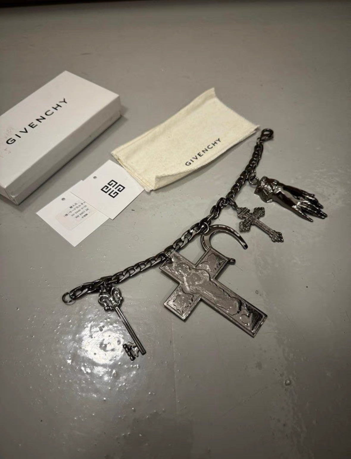 Givenchy Gothic Religious Bracelet & Keychain Set