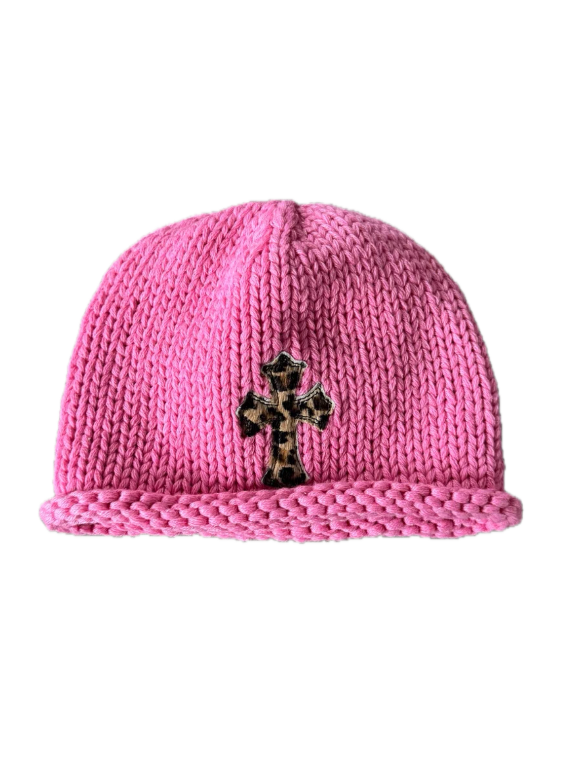 Chrome Hearts Leopard Cross Patch Knit Beanie