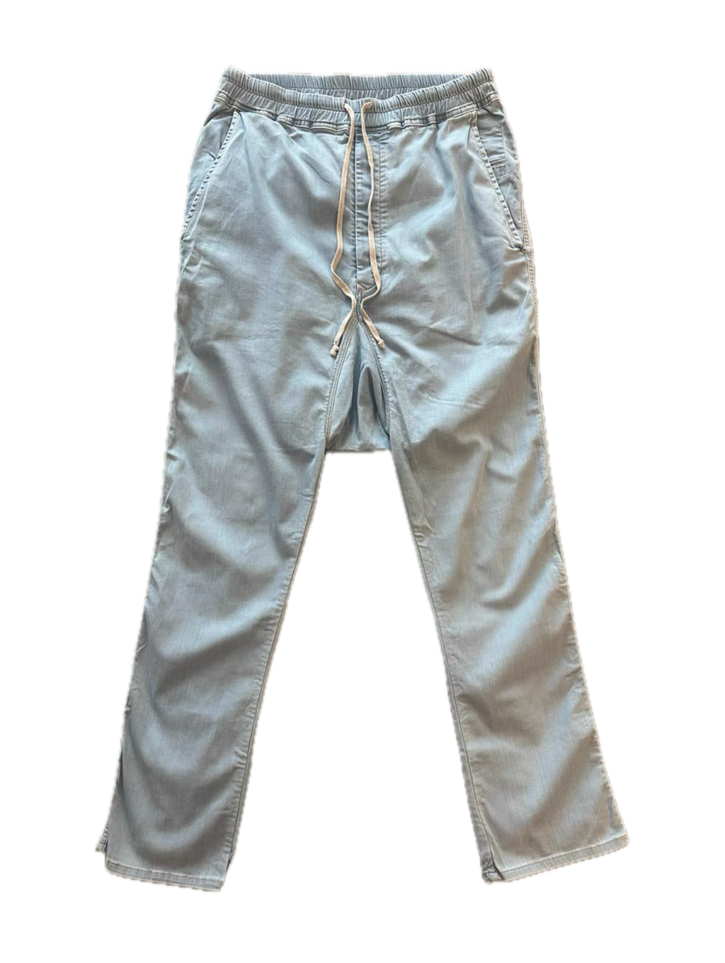 Rick Owens Drop-Crotch White Leather Pants