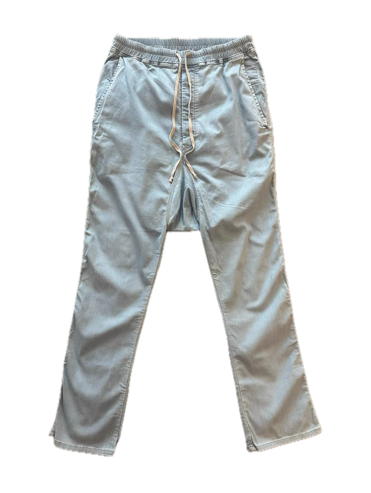 Rick Owens Drop-Crotch White Leather Pants