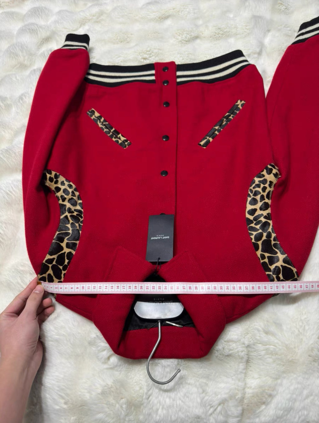 Saint Laurent SLP Red Leopard Varsity Jacket