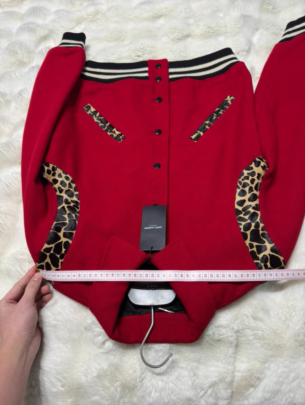 Saint Laurent SLP Red Leopard Varsity Jacket