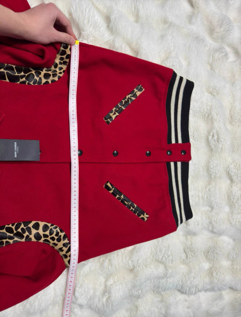 Saint Laurent SLP Red Leopard Varsity Jacket