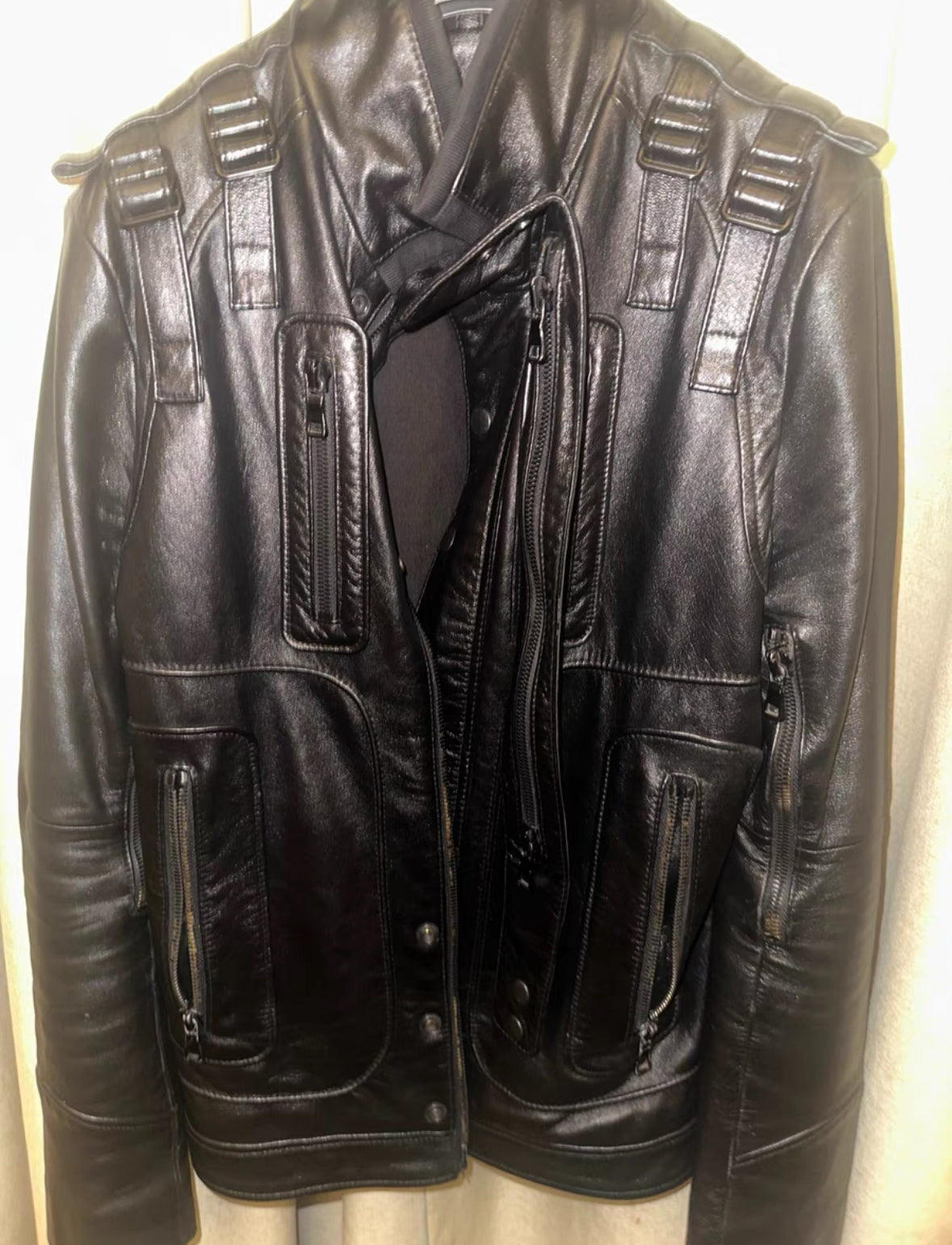 Balmain Bondage Strapped Leather Jacket FW10