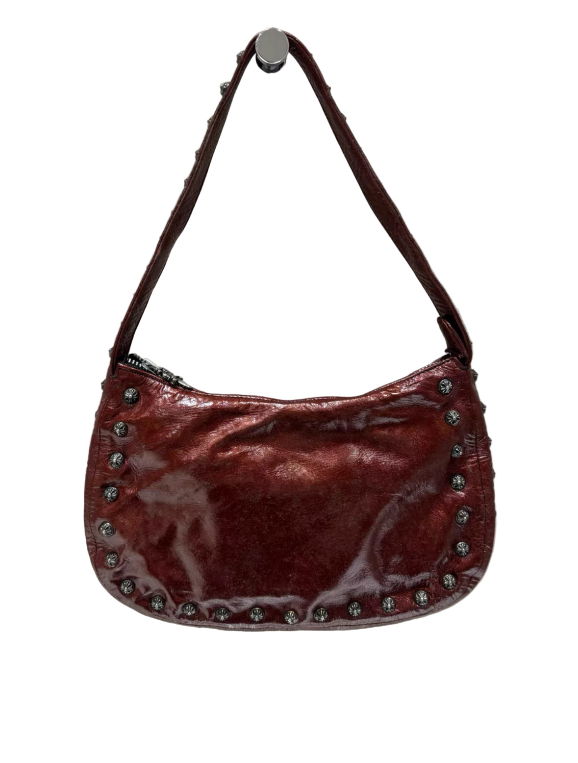 Chrome Hearts Red Patent Leather Cross Stud Hobo Bag