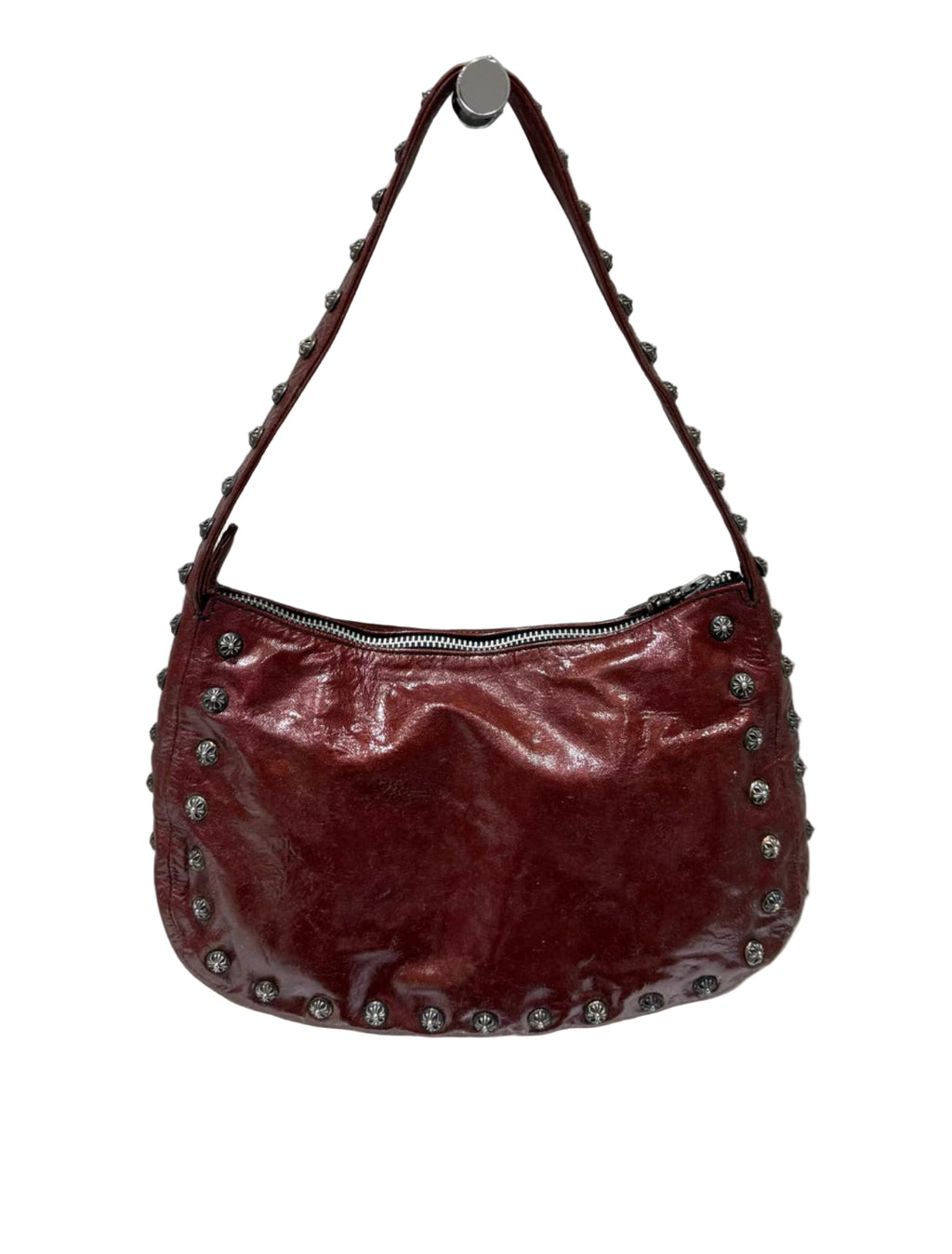 Chrome Hearts Red Patent Leather Cross Stud Hobo Bag