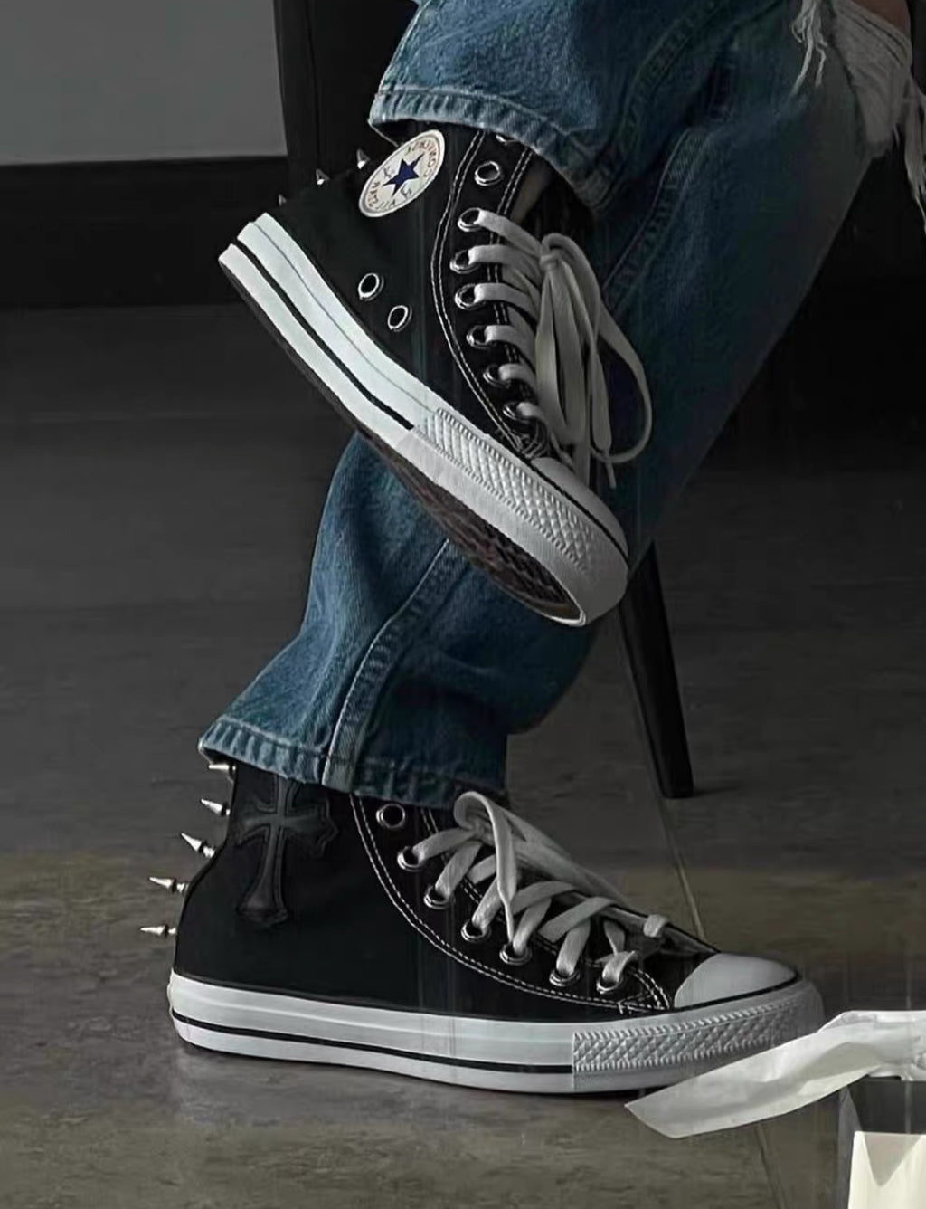 Chrome Hearts x Converse Cross Patch & Bullet Spike Chuck Taylor Sneakers