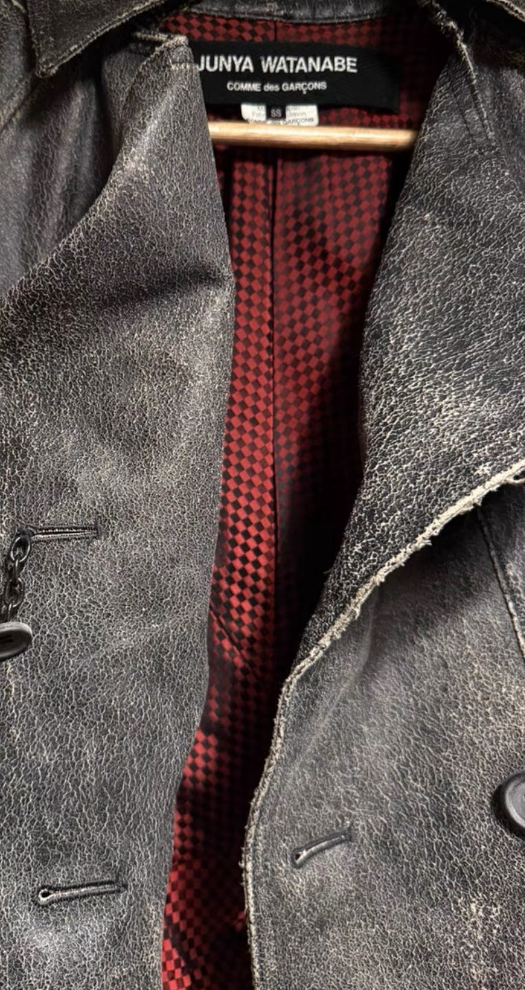 Junya Watanabe AD2005 Cracked Deconstructed Moto Leather Jacket