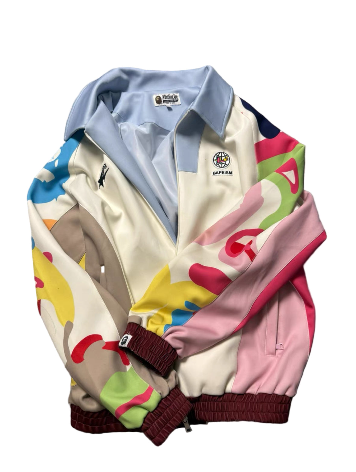 KidSuper x A Bathing Ape Color-Blocked Satin Leather Jacket