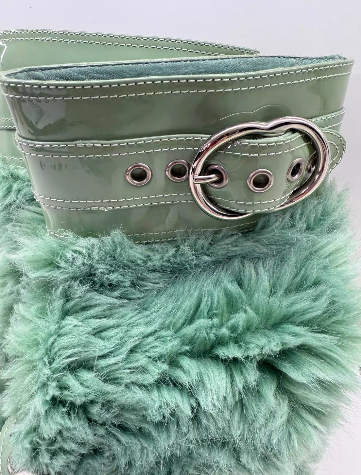 Miu Miu Runway Green Shearling Boots
