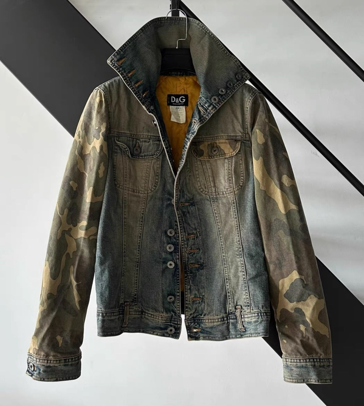 Dolce & Gabbana Camo Stand Collar Denim Jacket