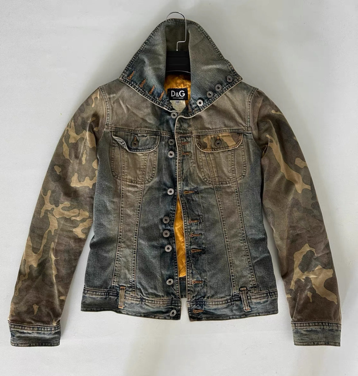 Dolce & Gabbana Camo Stand Collar Denim Jacket