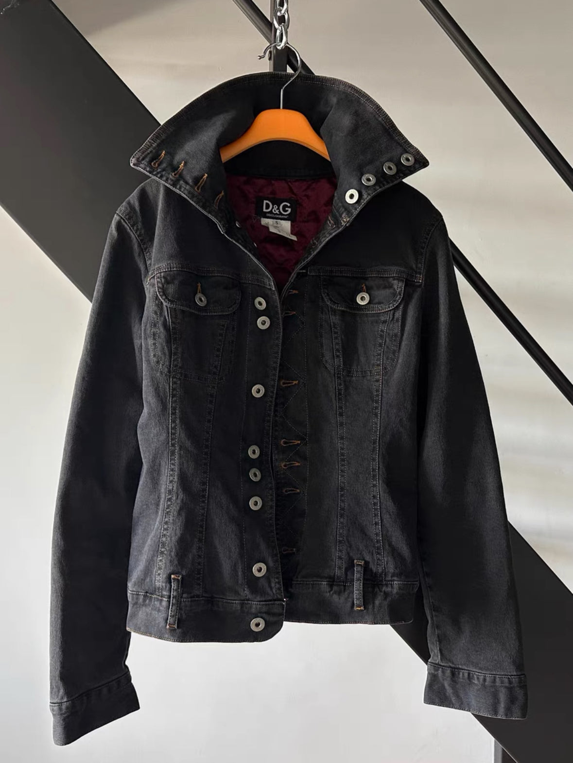 Dolce & Gabbana Black Stand Collar Denim Jacket