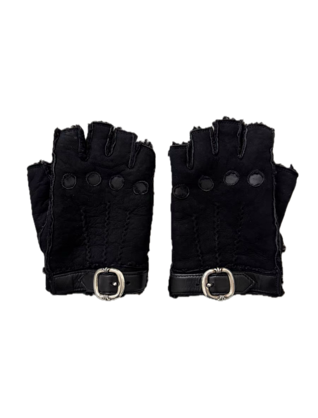 Chrome Hearts Cashmere & Leather Gunslinger Ring-Loop Gloves