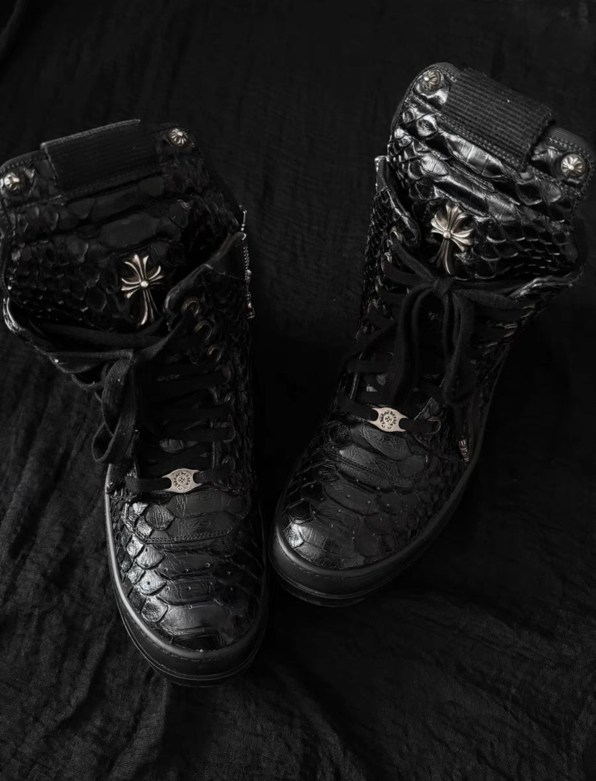 Chrome Hearts x Rick Owens Snakeskin Inverted-Triangle Geobasket