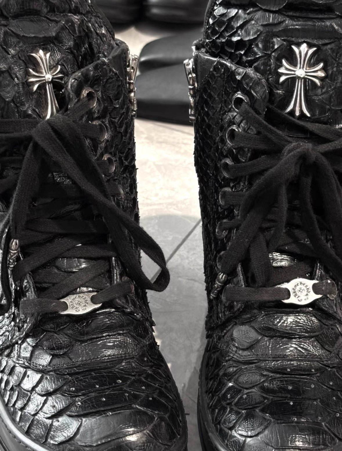 Chrome Hearts x Rick Owens Snakeskin Inverted-Triangle Geobasket