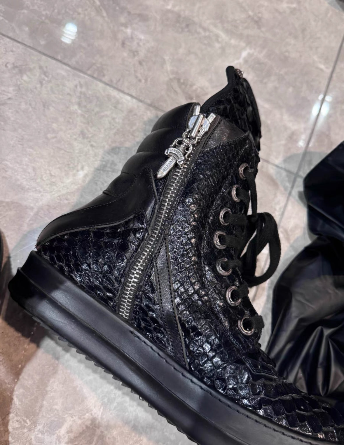 Chrome Hearts x Rick Owens Snakeskin Inverted-Triangle Geobasket