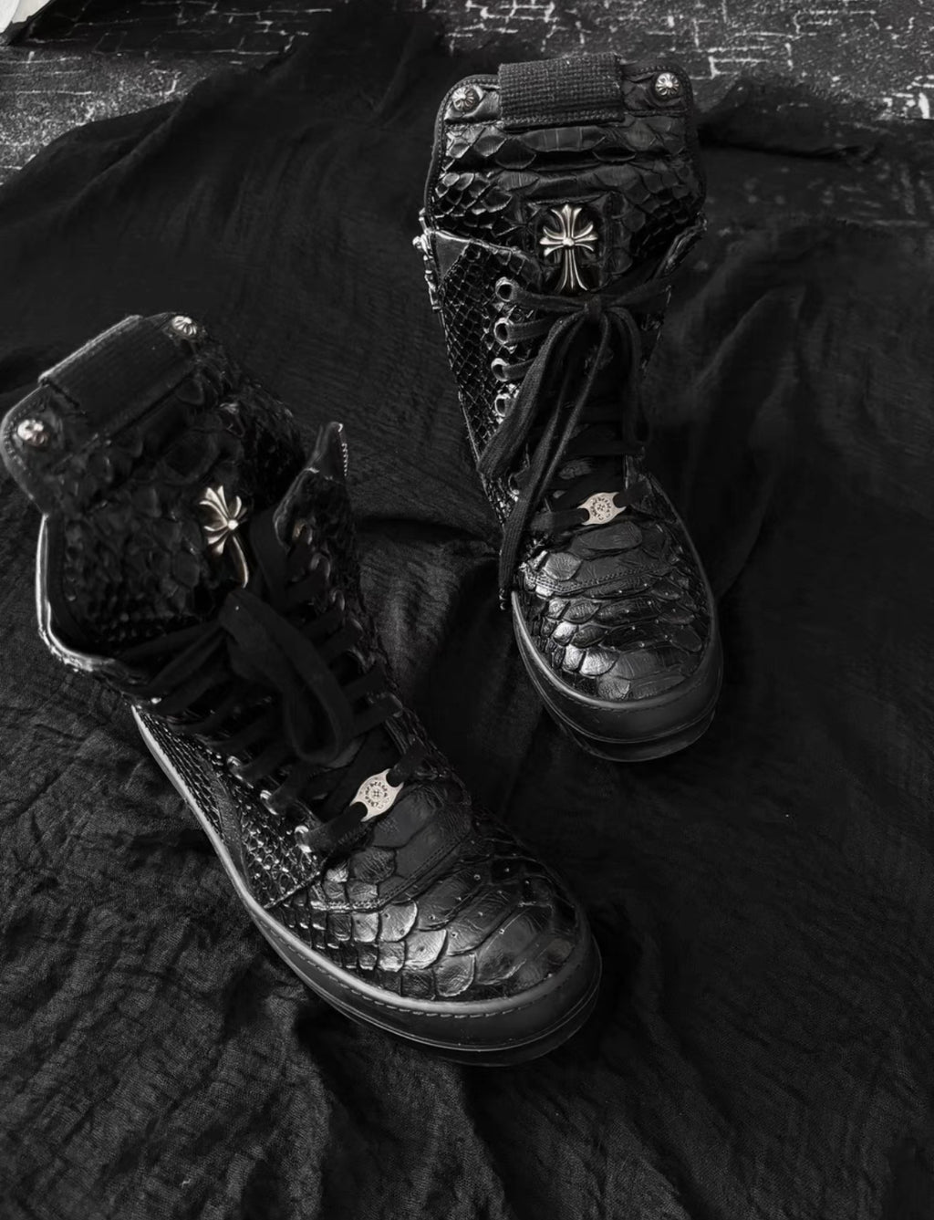 Chrome Hearts x Rick Owens Snakeskin Inverted-Triangle Geobasket