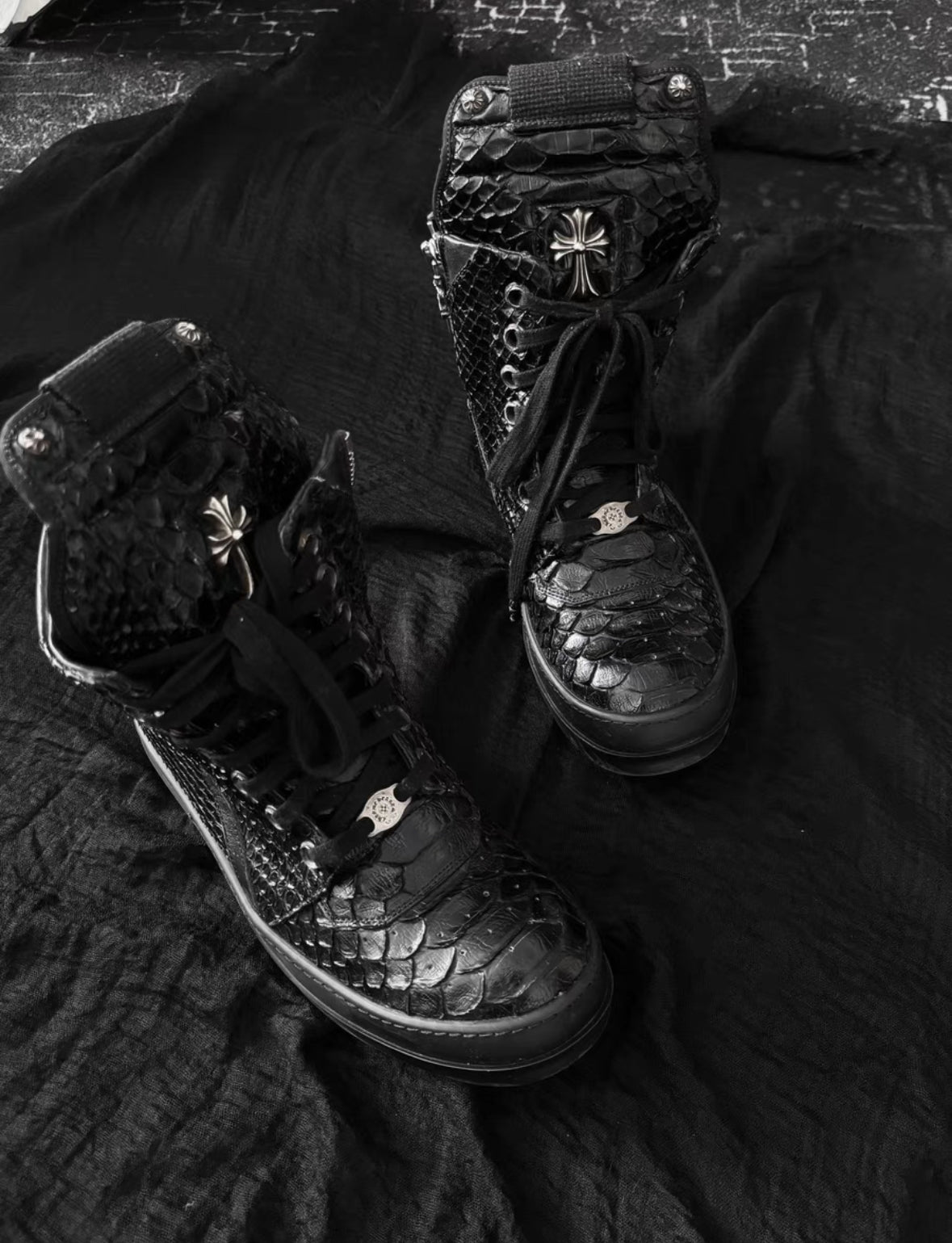 Chrome Hearts x Rick Owens Snakeskin Inverted-Triangle Geobasket