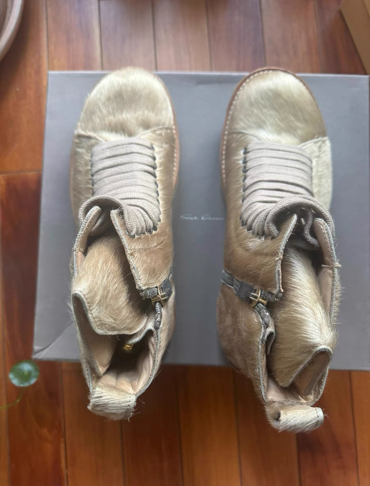 Rick Owens Hair-On Yellow Combat Boots