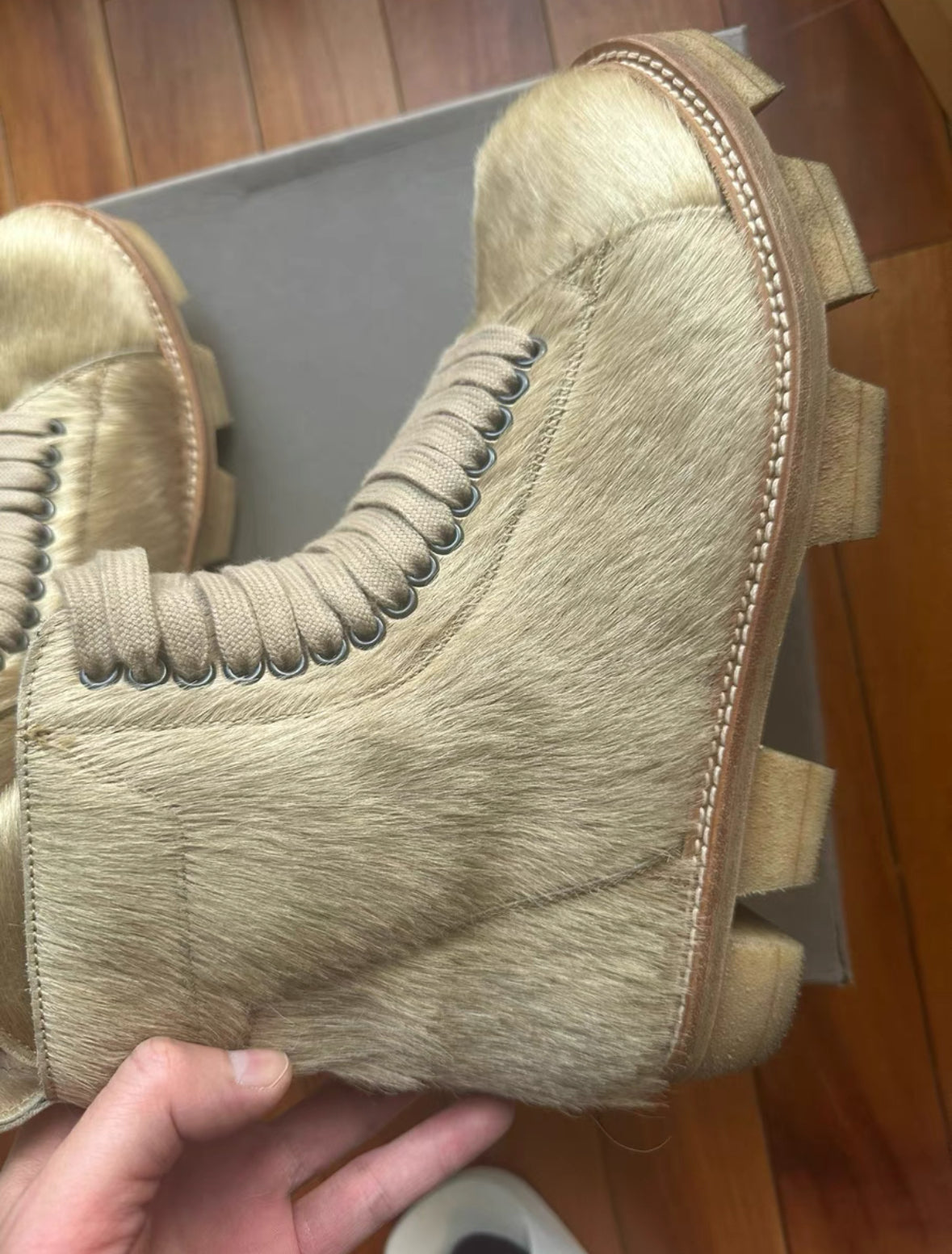 Rick Owens Hair-On Yellow Combat Boots