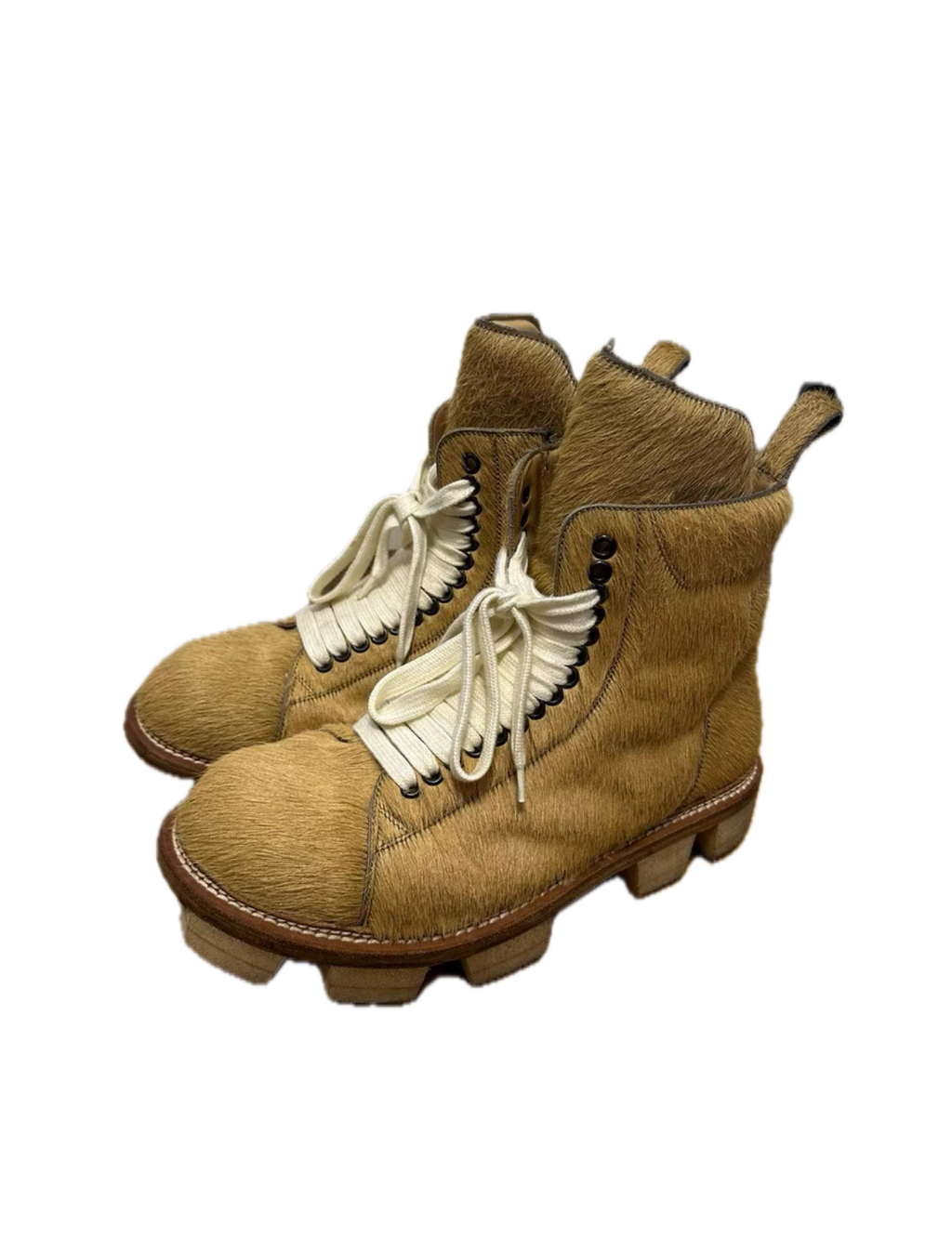 Rick Owens Hair-On Yellow Combat Boots