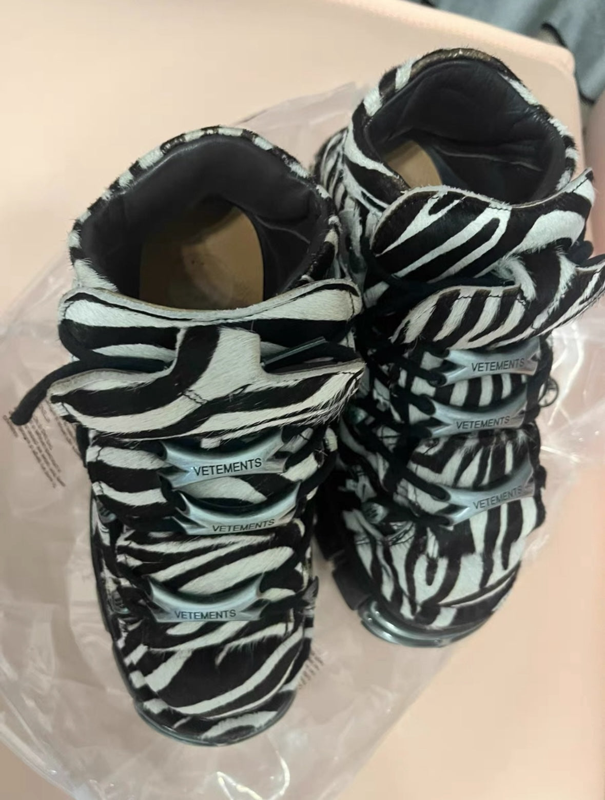 Vetements x New Rock Zebra Hair-On Platform Boots