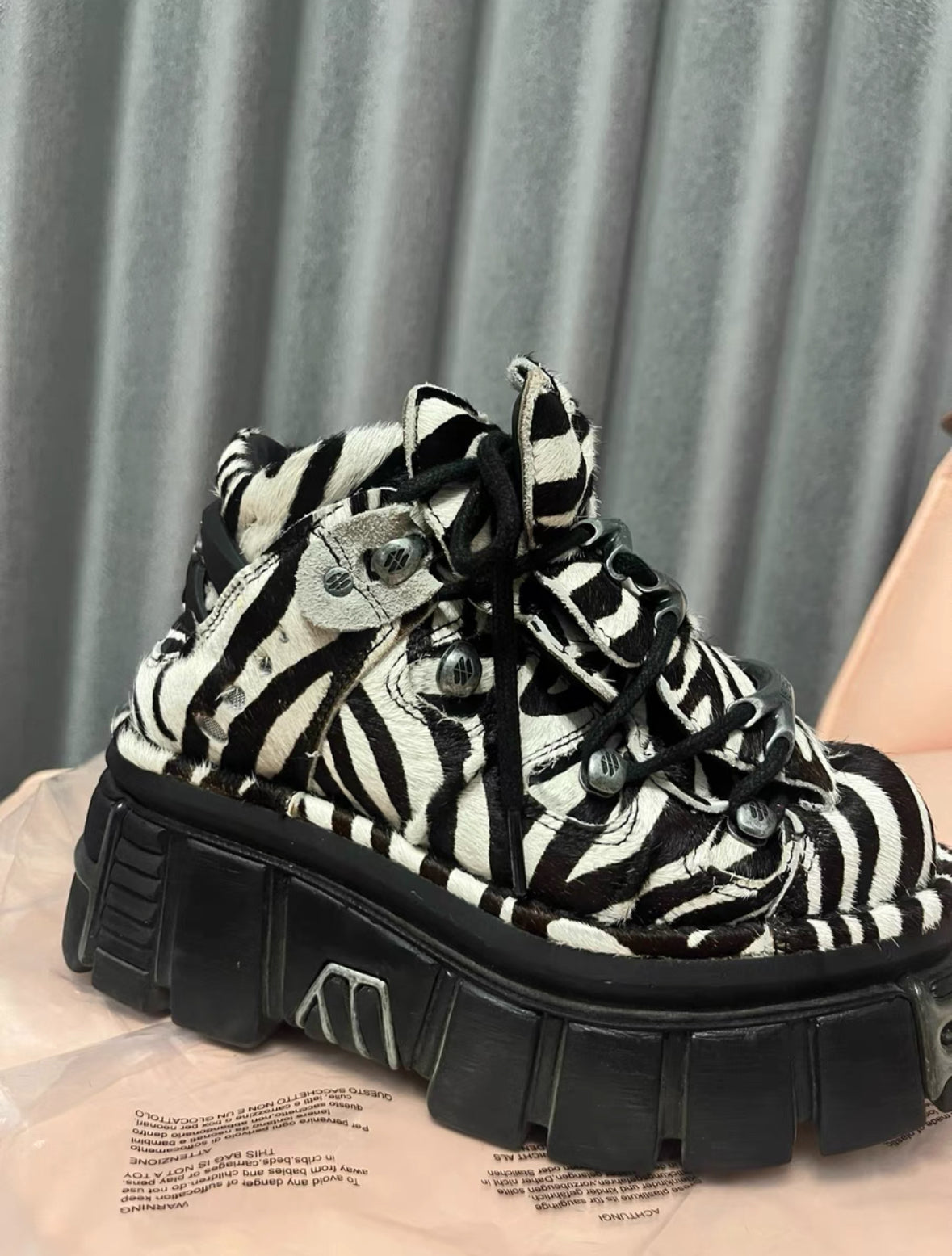 Vetements x New Rock Zebra Hair-On Platform Boots