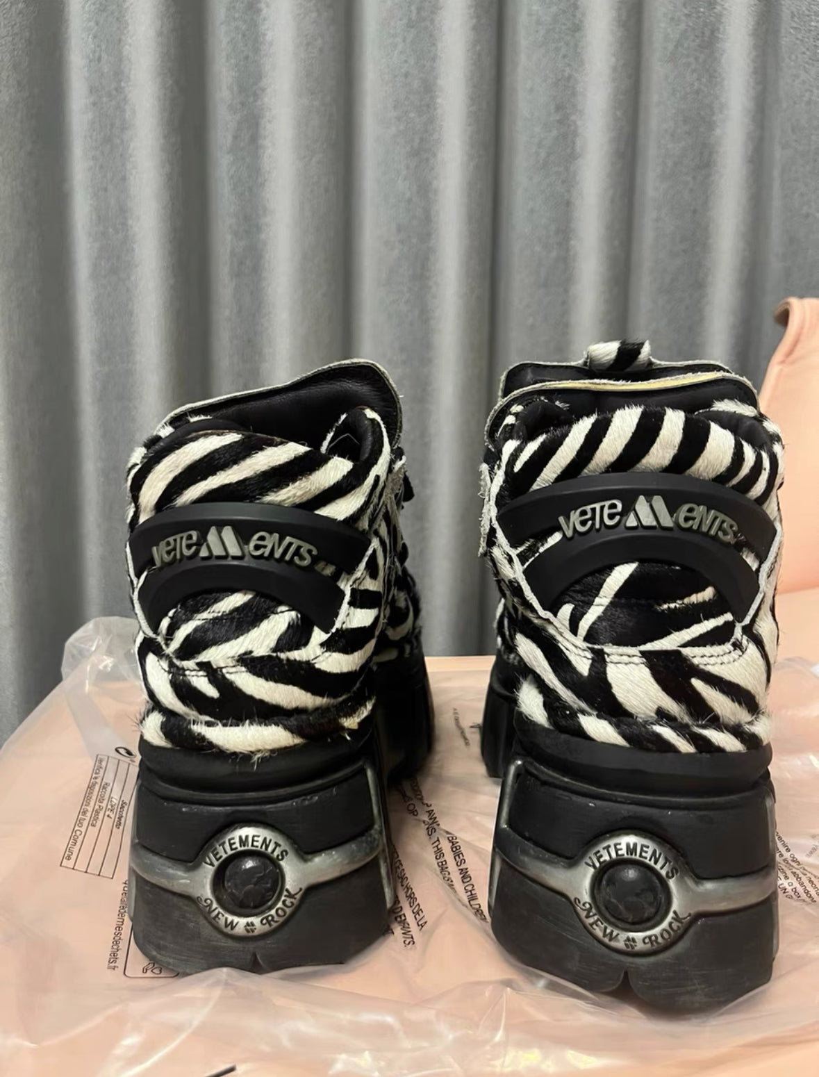 Vetements x New Rock Zebra Hair-On Platform Boots