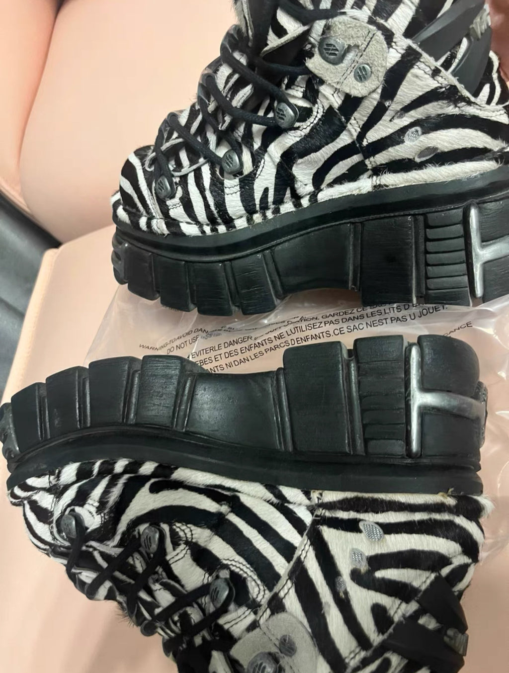 Vetements x New Rock Zebra Hair-On Platform Boots