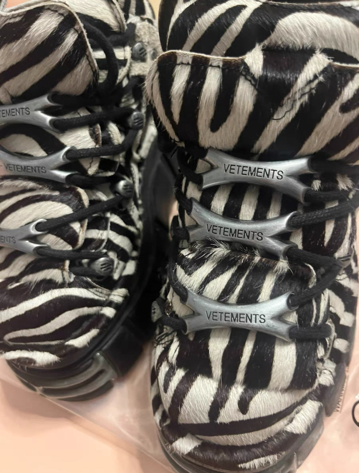 Vetements x New Rock Zebra Hair-On Platform Boots