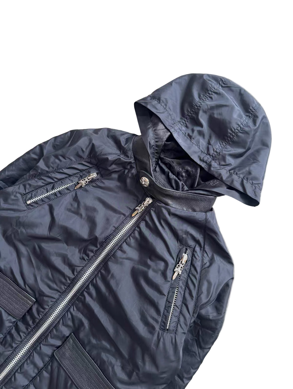 Chrome Hearts Nylon Leather Patch Scouting Cross Zip Jacket