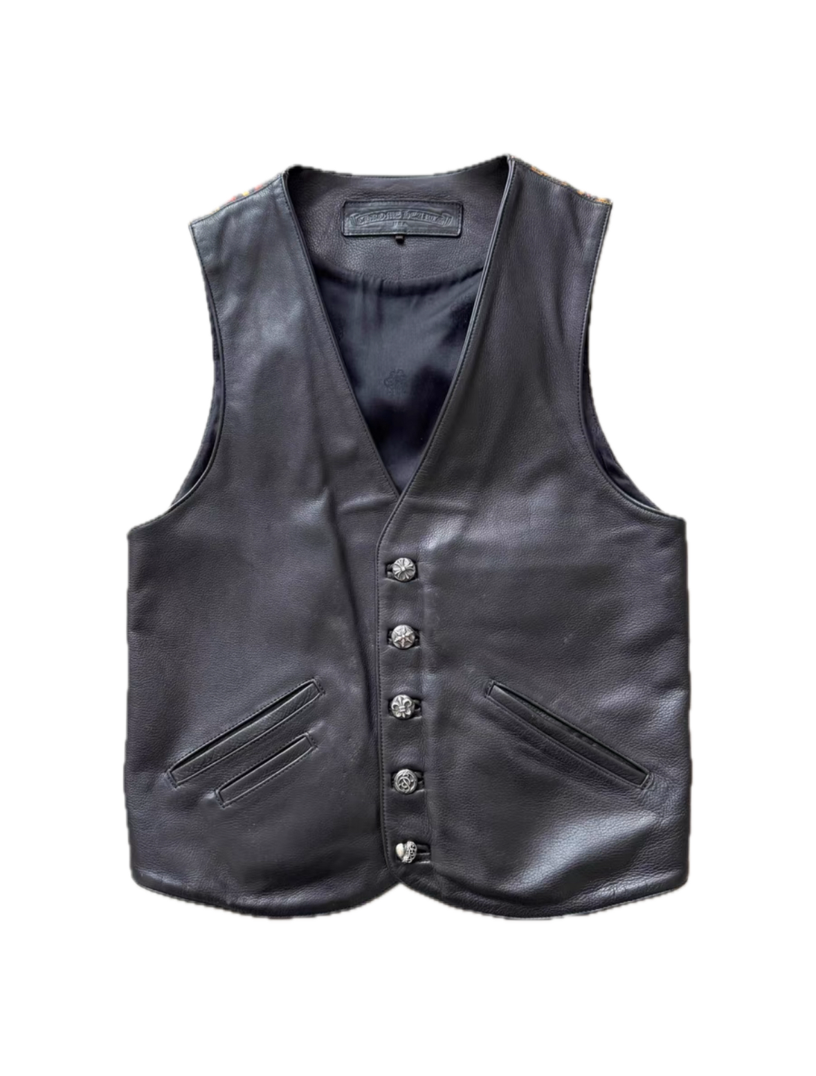 Chrome Hearts Leopard Patent Leather Vest with Multi-Element Buttons