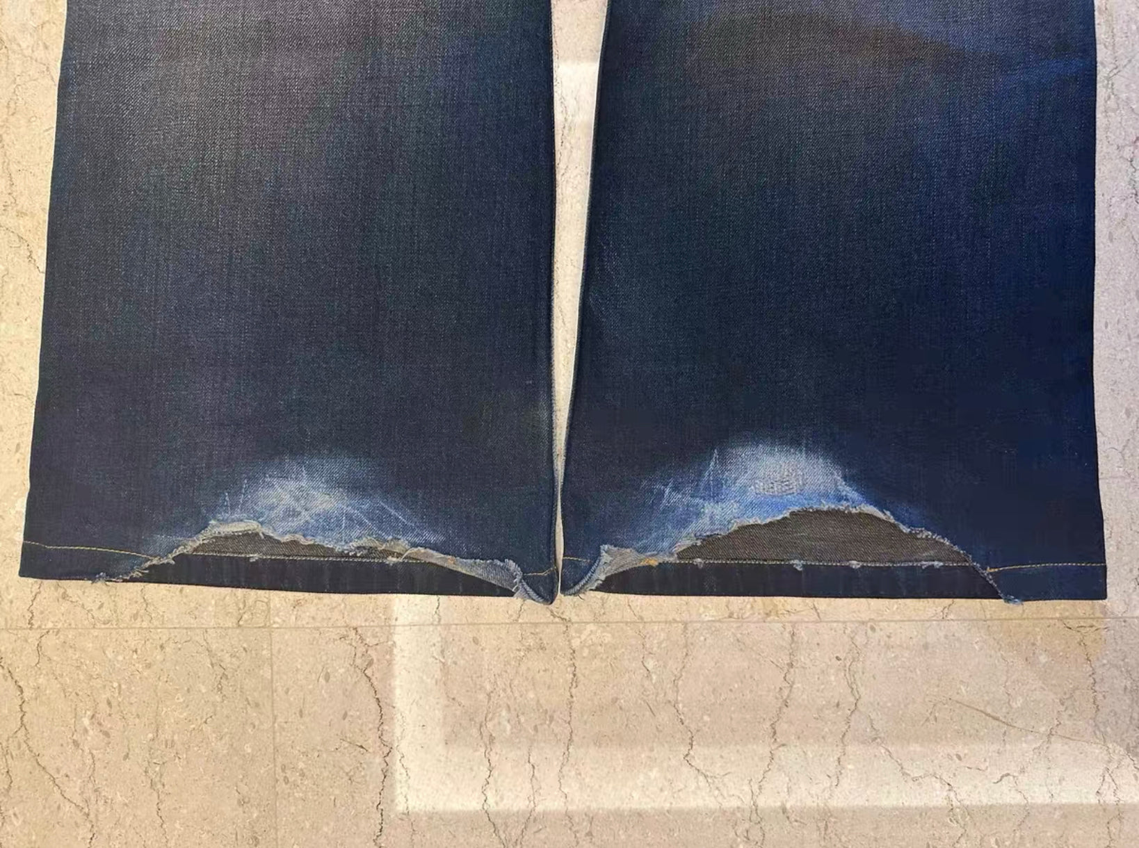 Balenciaga Mud-Dyed Flared Distressed Jeans(Used)