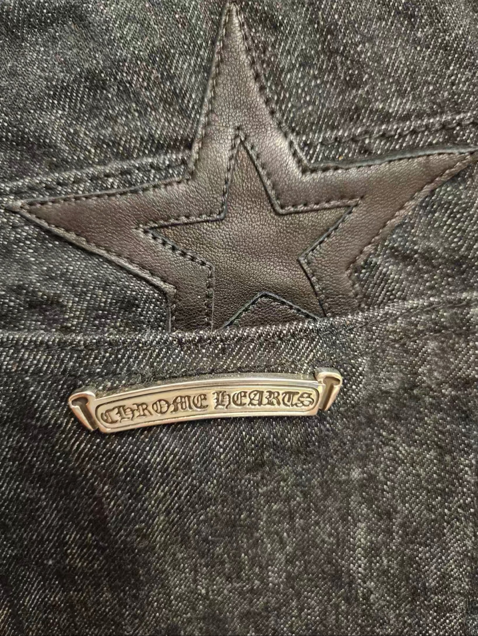 Chrome Hearts Star Leather Patch Jeans