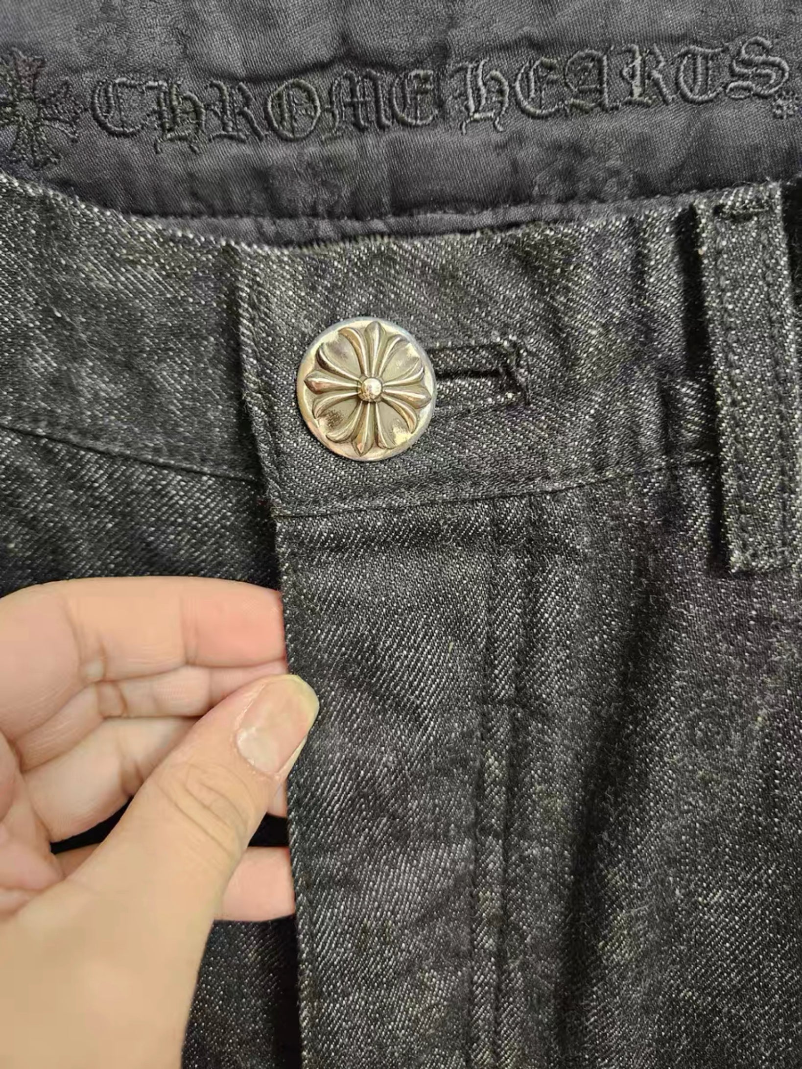 Chrome Hearts Star Leather Patch Jeans