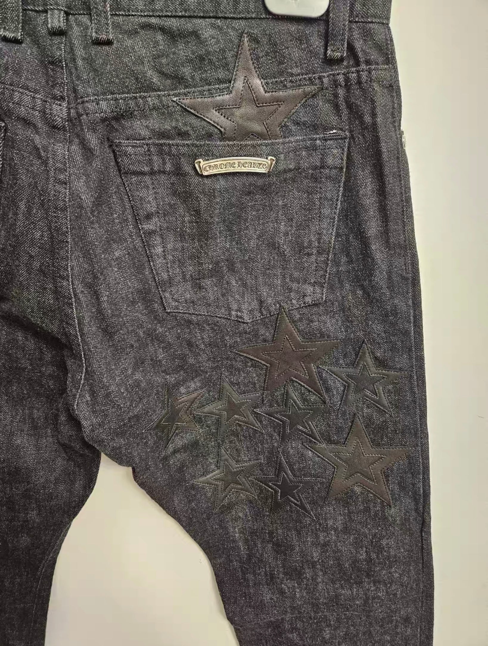 Chrome Hearts Star Leather Patch Jeans
