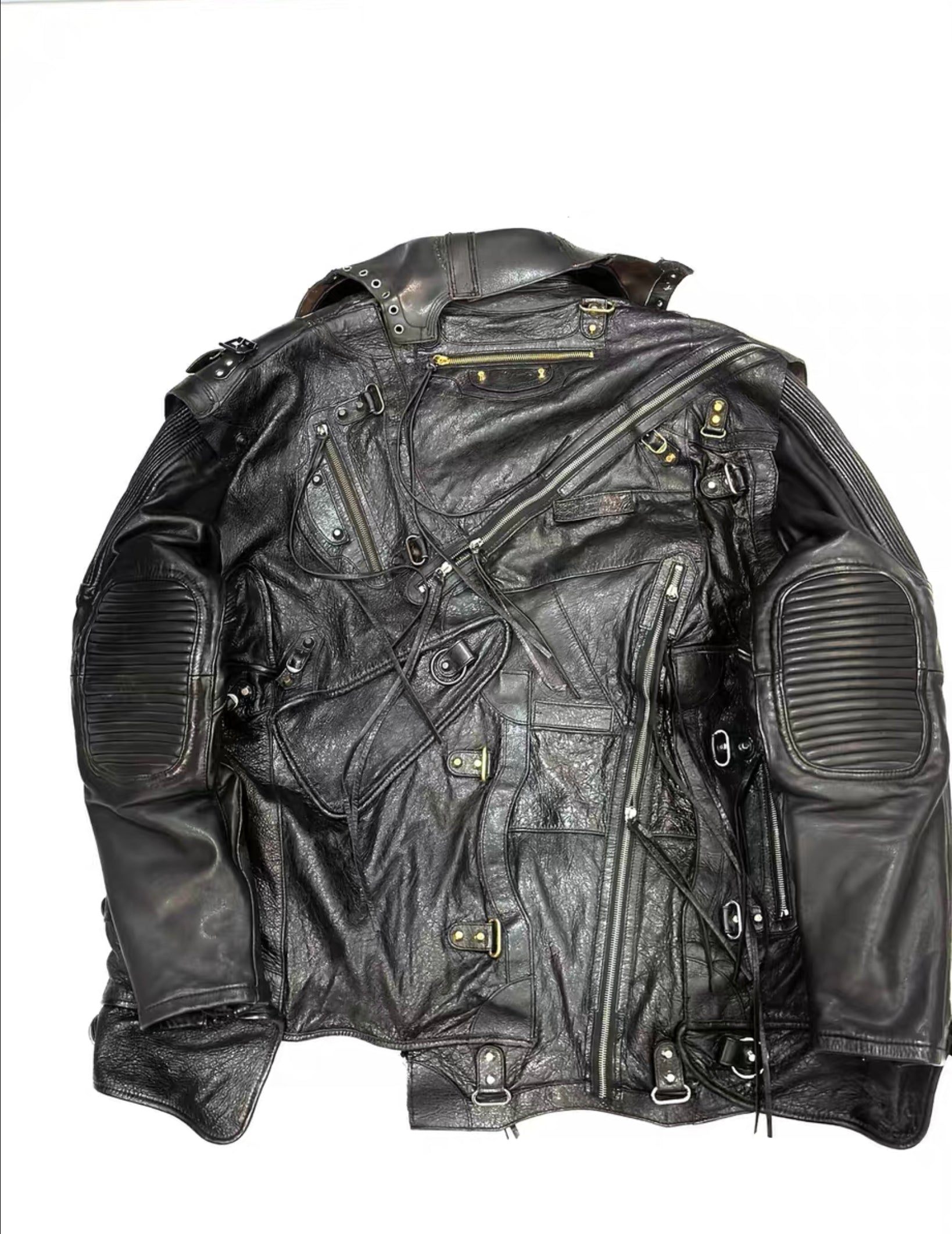Balenciaga 21SS Upcycled Leather Patchwork Jacket Runway Showpiece