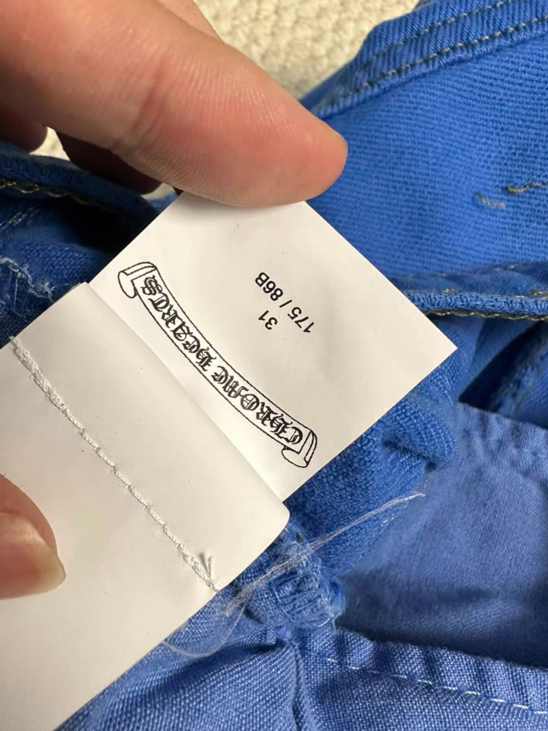 Chrome Hearts London Exclusive Blue Leather Cross Patch Denim