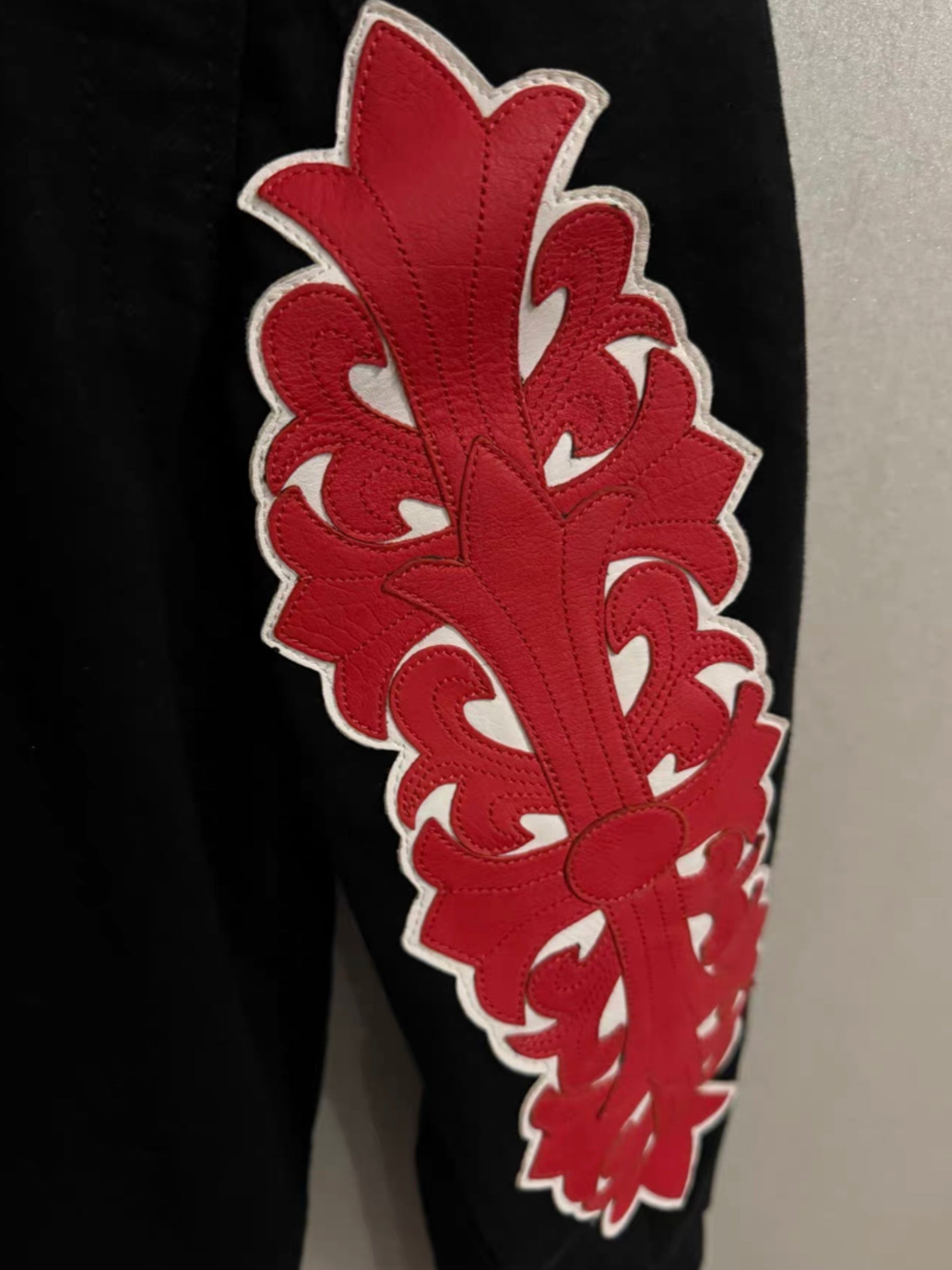Chrome hearts leather patch denim jacket
