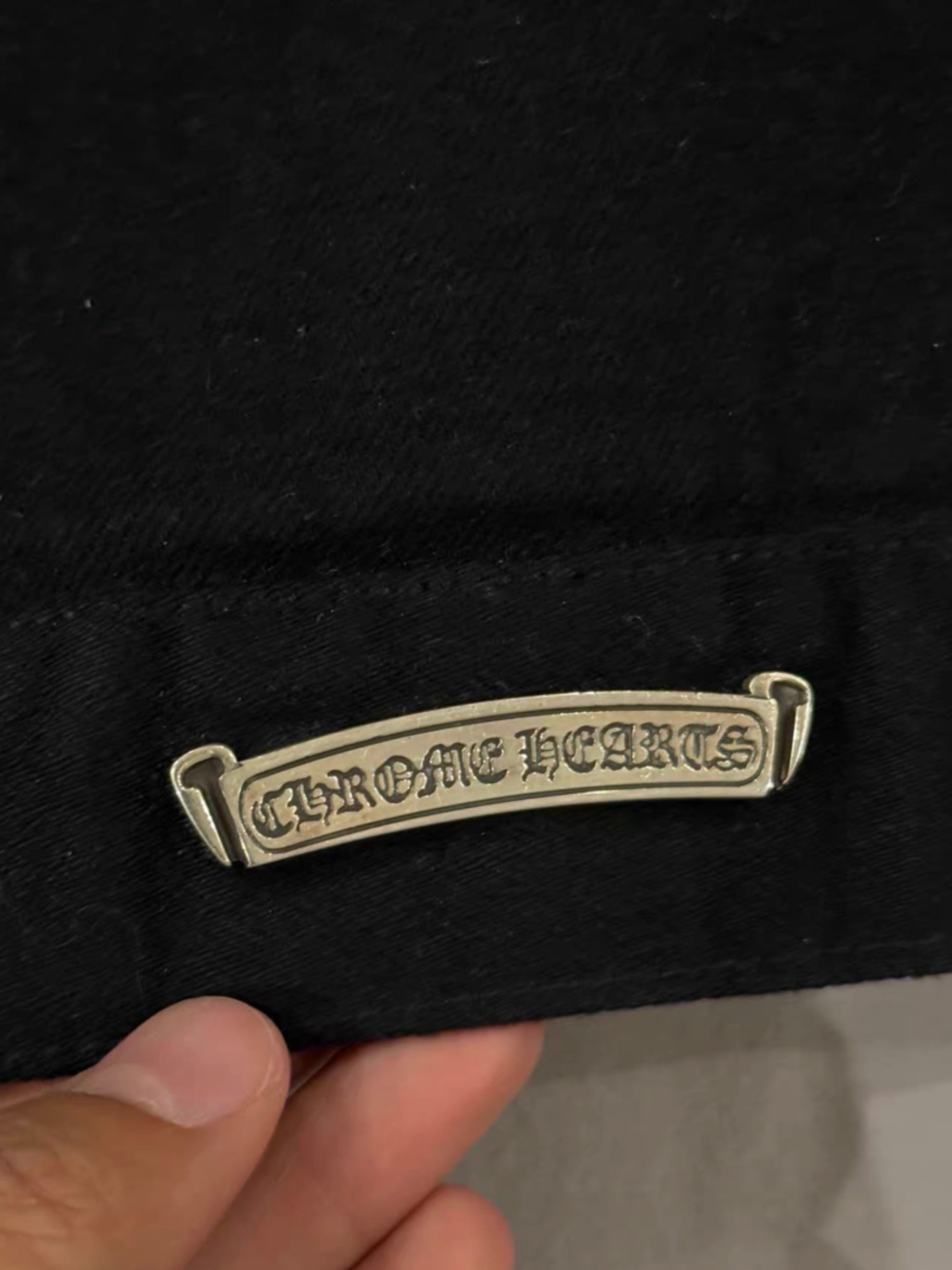 Chrome hearts leather patch denim jacket