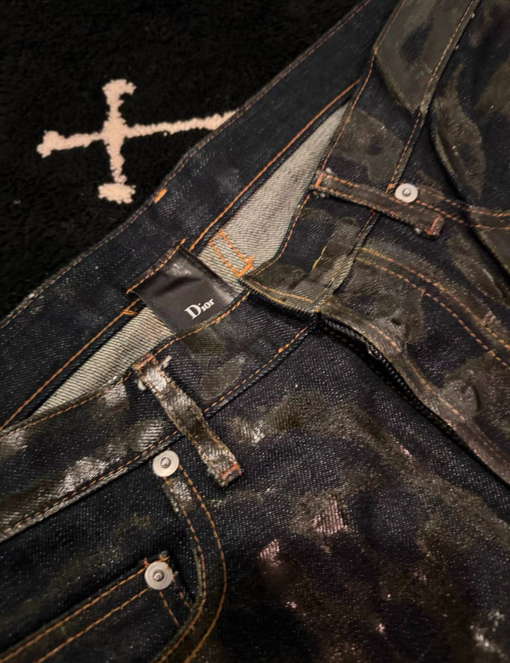 Dior Homme AW03 'Luster' Green Waxed Denim Jeans