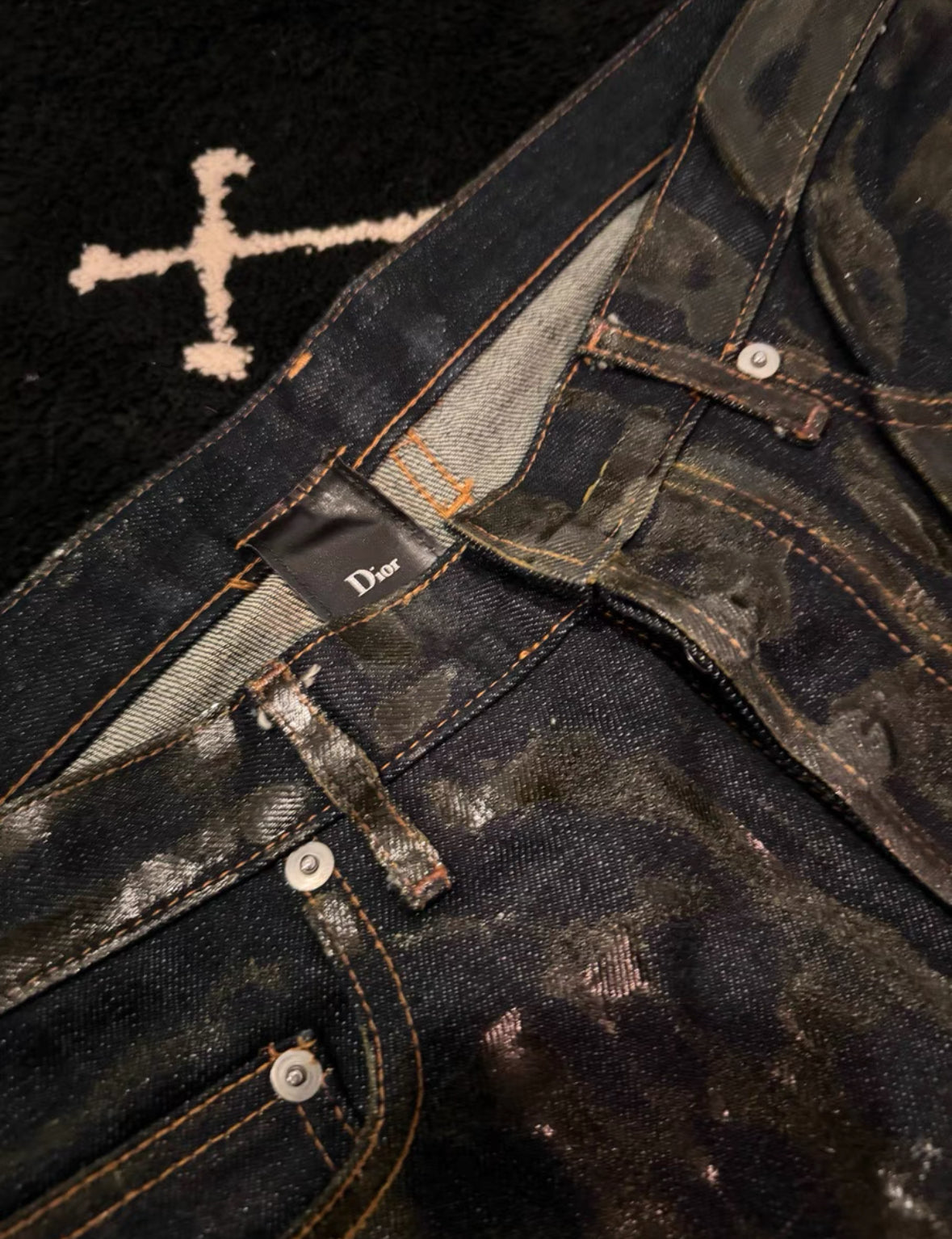 Dior Homme AW03 'Luster' Green Waxed Denim Jeans