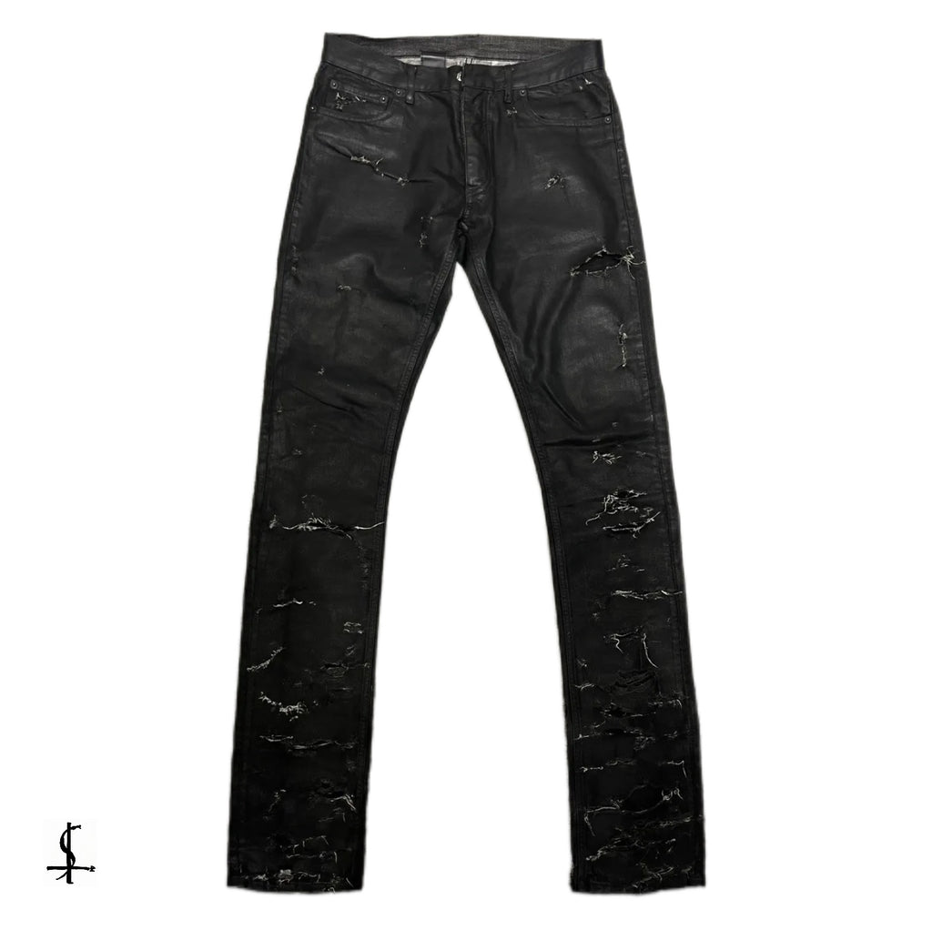 Dior homme 04 Hedi Slimane waxed destroyed denim jeans