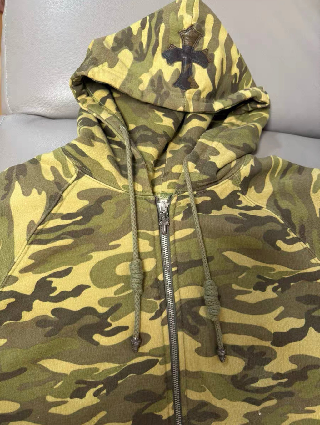 Chrome hearts leather patch camo hoodie