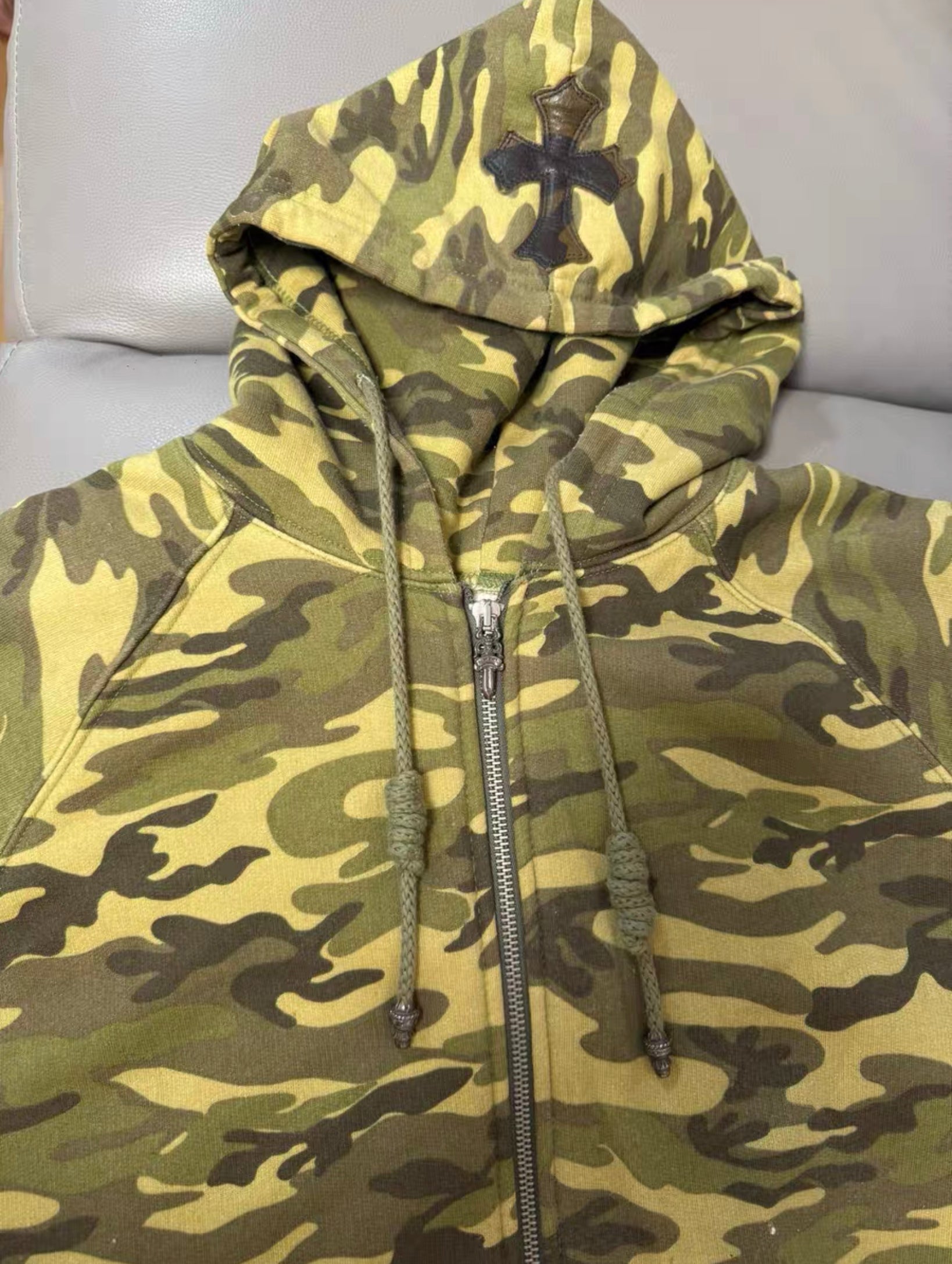 Chrome hearts leather patch camo hoodie