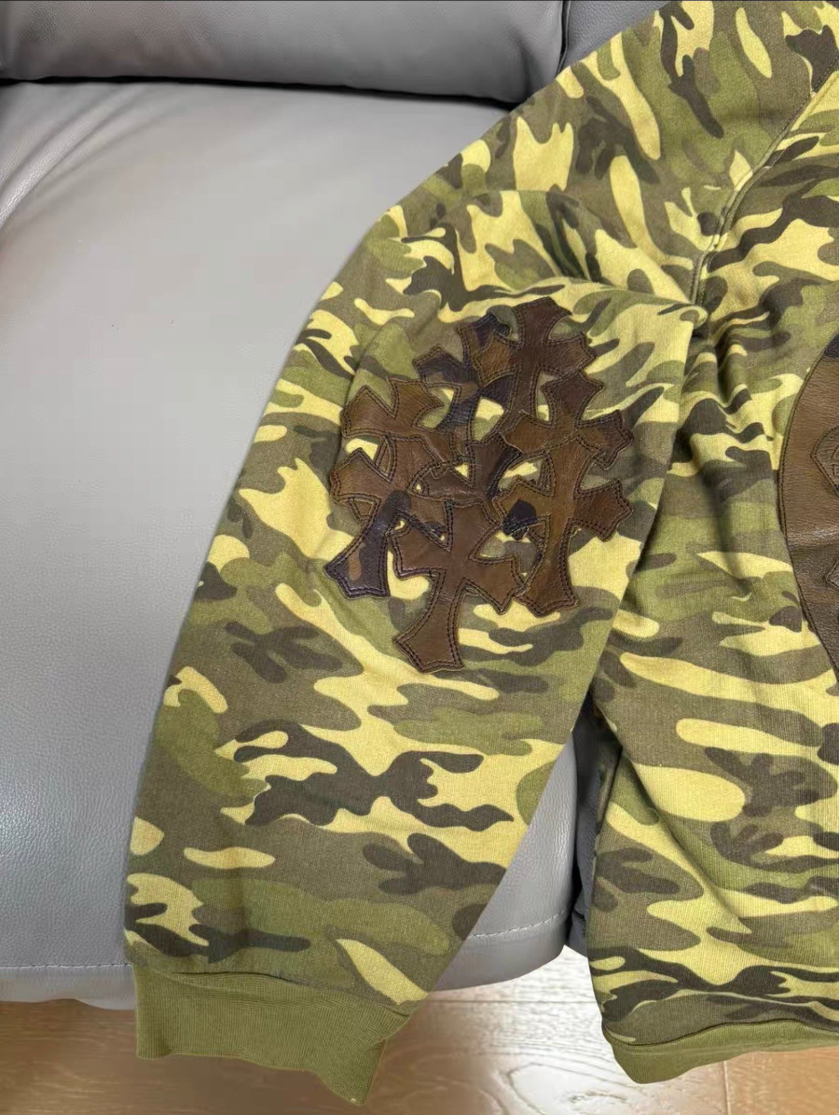 Chrome hearts leather patch camo hoodie